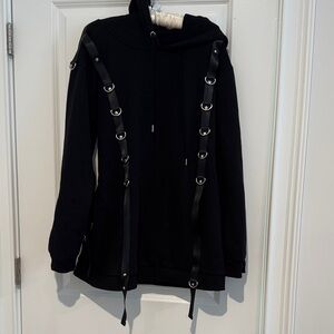 Poster girl Black Hoodie with Strap Details